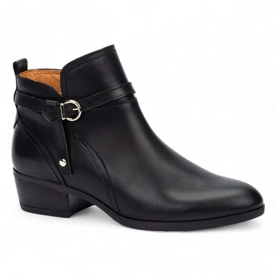 Bottines À Talon Moyen Confort En Cuir Noir Pikolinos Daroca Pour Femmes - Photo 1/4