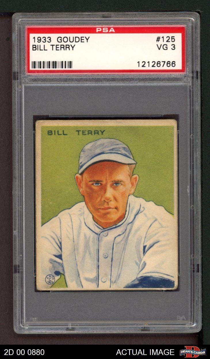 1933 Goudey #125 Bill Terry Giants HOF PSA 3 - VG