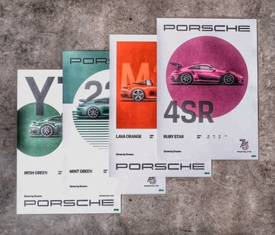 PORSCHE DESIGN LIMITED #1648 of 2100 DRIVEN BY DREAMS 75 YEAR 4 POSTER SET