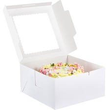 24pcs Cake Boxes with Window, 10 x 10 x 5 Inches Bakery Boxes Treat Cookie De...