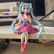 Hatsune Miku Anime Figure Flower Fairy Pink Dress 14cm Sitting PVC Model Toy Gif