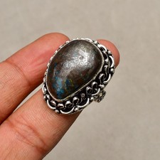 Azurite Gemstone Handmade 925 Sterling Silver Jewelry Ring Size 7