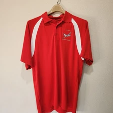 Sport-Tek Men’s Large Polo Red White US Coast Guard Embroidered Airplane Shirt