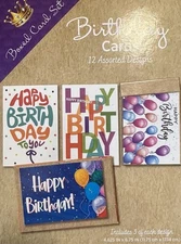 Boxed Birthday Card Set of 12 Crown Jewlz ~ A Women-Owned Company See Descript*