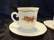 Arcopal Teacups and Saucers with Pink Flowers