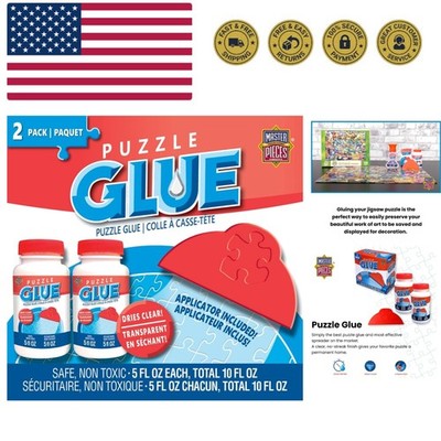 Puzzle Glue with Wide Plastic Spreader, Easy to Apply, Dries Quick and Clear,...