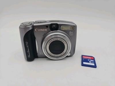 Canon Digital Camera PowerShot A710 IS 7.1MP Silver Tested Memory Card