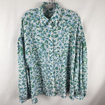 Molly Bracken Long Sleeve Blouse Sz M Button Up Spring Easter Cottage Flowy