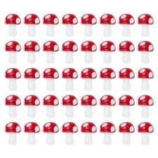 0.6" x 0.5" Cute Mushroom Beads, 40 Pcs Small Glass Beads, Red