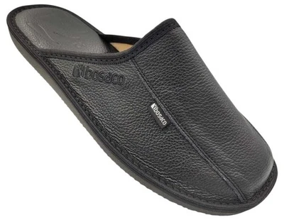 Memory Foam Herren Geschlossen Leder Hausschuhe Halbschuhe Gemütlich Schwarz ... - Bild 1 von 4