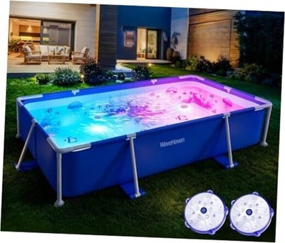 Above Ground Pool,2026 Frame Deep Swimming Pool with Pool Lights,Rectangle