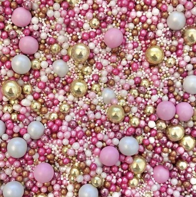 Pink gold white sprinkles edible pearls for 50g, Lilac,Pink,Silver,White 