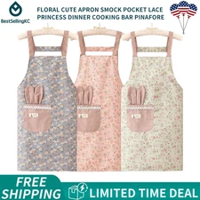Floral Cute Apron Smock Pocket Lace Princess Dinner Cooking Bar Pinafore