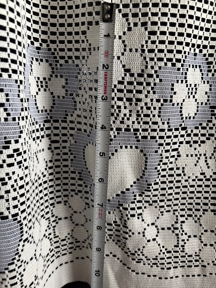 Cenefa Cortina Encaje Cocina Crema y Azul 27"W X 25"L Corazones Diseño Flores Foto 4 de 4