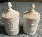 2 Vintage Imperial Milk Glass Ivy Tower Grape Pattern Complete 2 Stack Bowl Sets