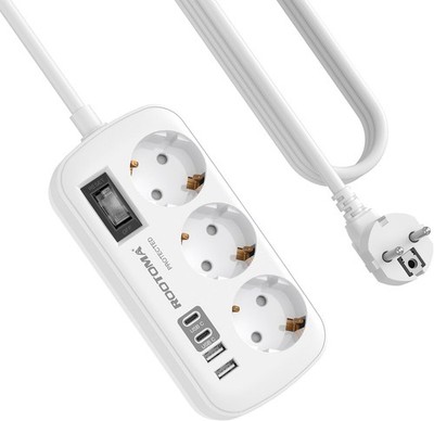 3-Way Socket with Surge Protection, Multiple Socket, 4 USB 2 USB-C, Socket wi...