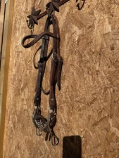 USED BRIDLE WEAVER LEATHER HEADSTALL BROWBAND 5" GRAZING BIT DARK OIL