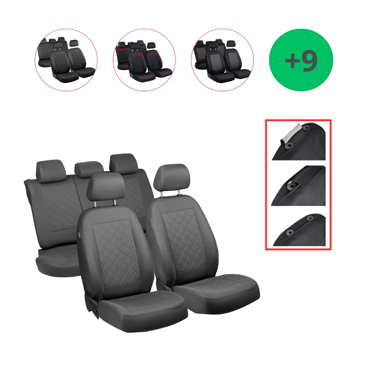 Mossa Coprisedili compatibili con Fiat Sedici (2006-2014) - fodere sedili auto - set coprisedili auto universali - UNE-RD