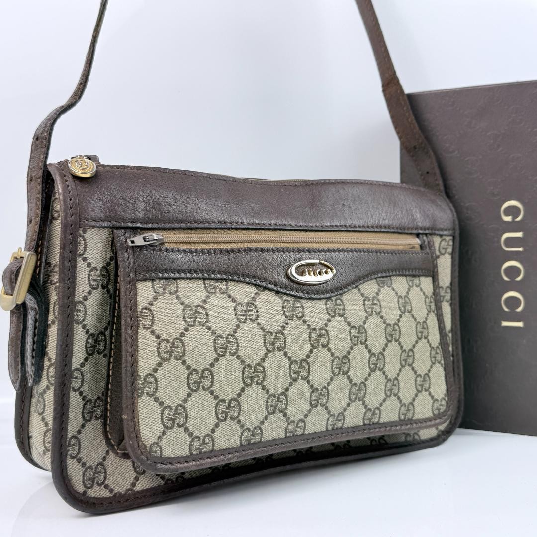 Rare Vintage Old Gucci GG Supreme Camera Bag Shoulder Bag Leather