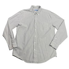 J.McLaughlin Men's Large Button Down Shirt Blue White Striped Cotton Long Sleeve