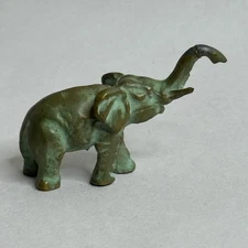 Vintage Elephant Figurine Small Trunk Up Metal Collectible Decor