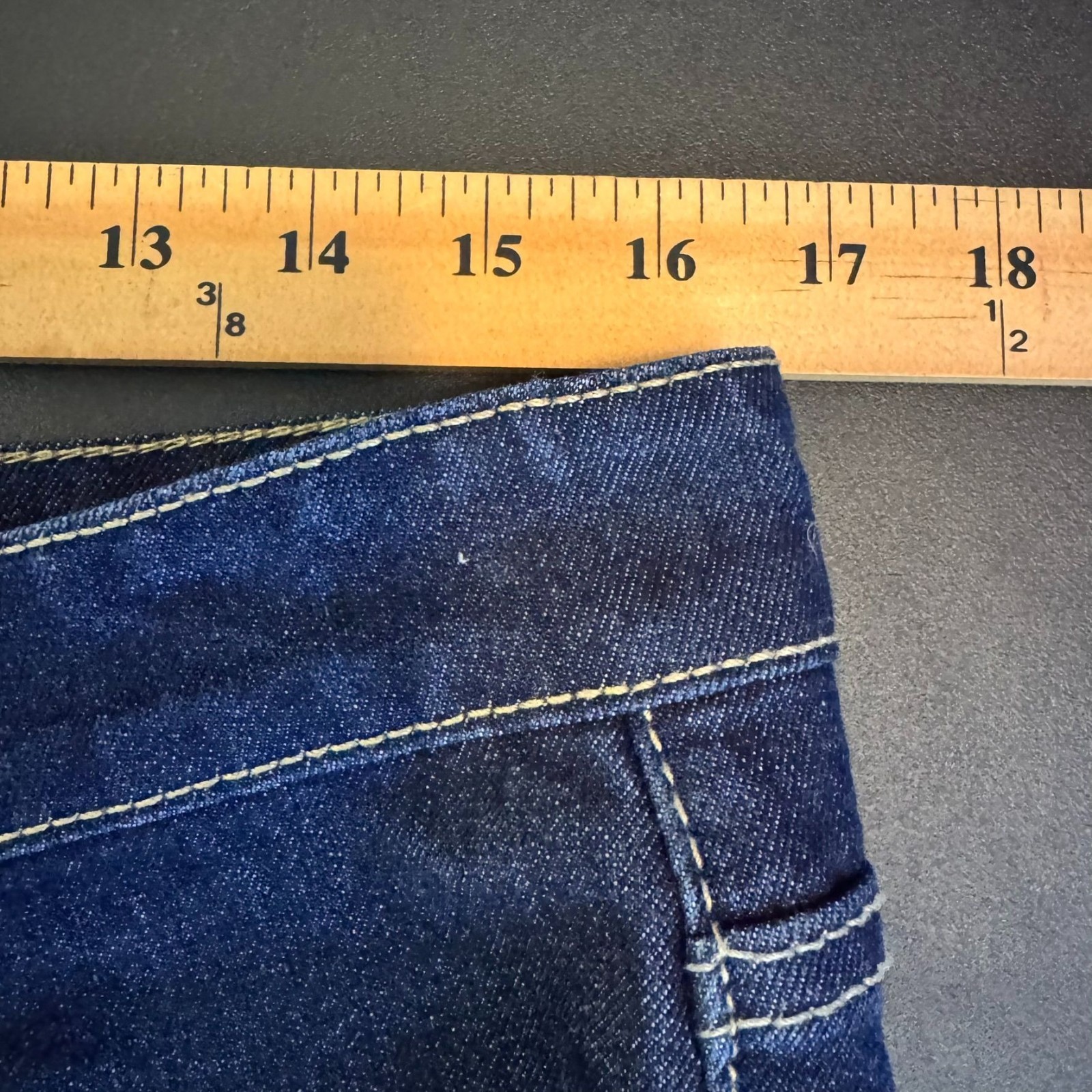 WT02 Dark Deconstructed Patchwork Jeans, Creased,… - image 8