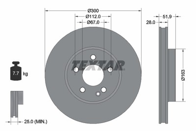 Textar 92291803 brake disc for Mercedes-Benz