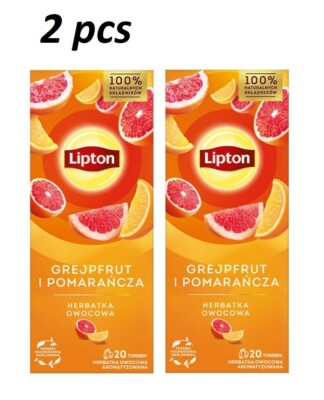 2 x Lipton Fruit Tea Grapefruit and Orange Flavor Tasty Tea - 2 x 20 Bags