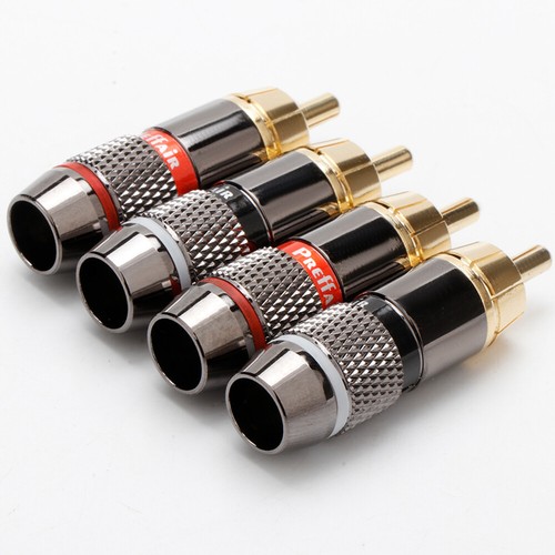 4pcs Gold Plated HiFi RCA Plug Male Double Lock HIFI Audio Cable Connector 6mm - Picture 7 of 13