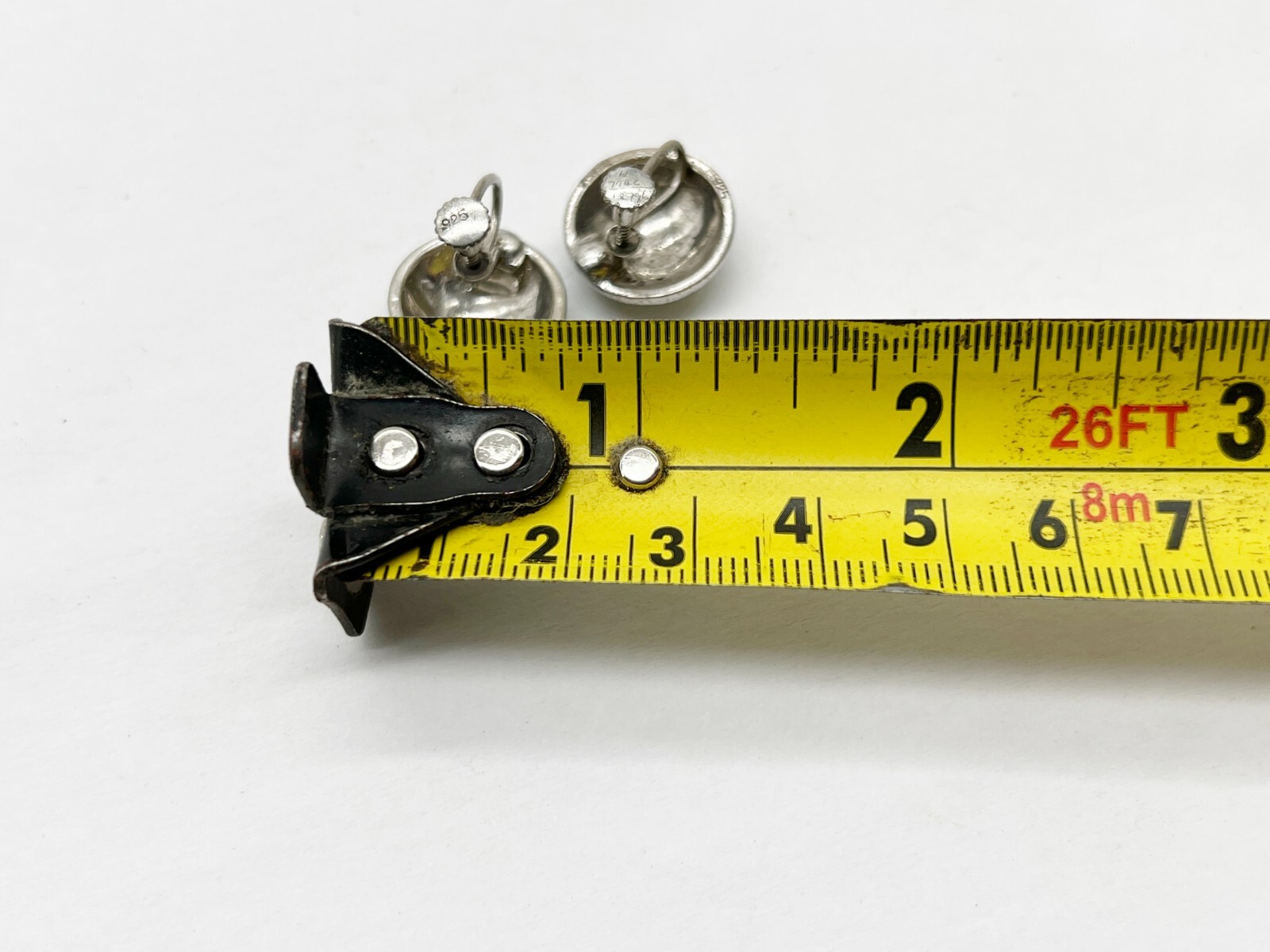 ANTIQUE SOLID SILVER SCREW BACK MARCASITE BLUE EN… - image 7