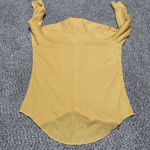 Vtg Wrangler Permanent Press Long Tails Mens Yellow Pearl Snap Button Up Shirt - Picture 2 of 9