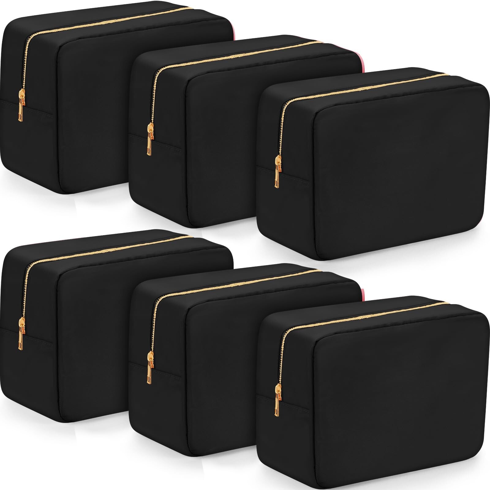 Yunlly 6-Piece Large Nylon Makeup Organizer Set with Zipper for Women Travel Storage