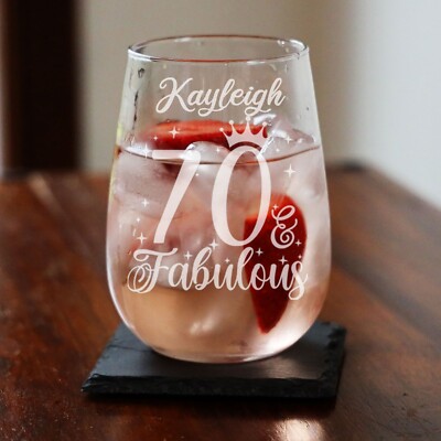 Personalisiertes 70. Gin Glas 70 und fabelhafte Gravur Glas 70. Geburtstag Geschenk
