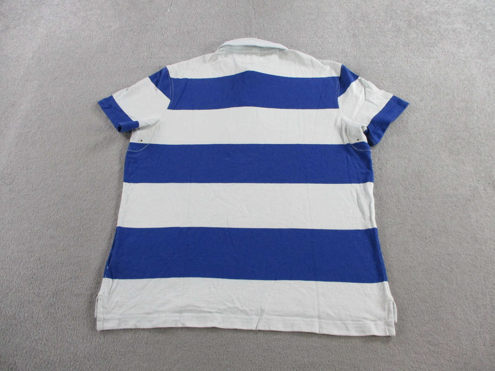 FILA Polo VINTAGE J Crew uomo blu medio bianco righe rugby remi canottaggio