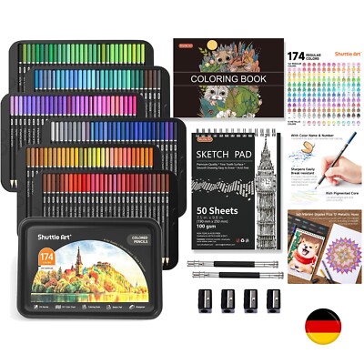 Shuttle Art 174 Buntstifte, professionelles Farbstifte Set auf Weichwachsbasis