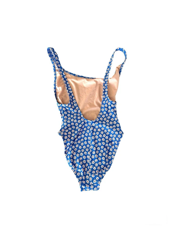 Madewell Plunging Scoopback traje de baño de una pieza azul floral mini margarita xsmall 00 Foto 4 de 4