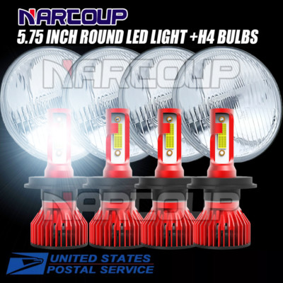 4pcs Round 5.75'' LED Headlights Hi/Lo-Projector For-Dodge Challenger 1970-1974