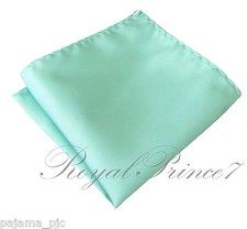 New Men's SOLID Pocket Square Hankie Only Aqua Mint Green 10" x 10" Wedding Prom