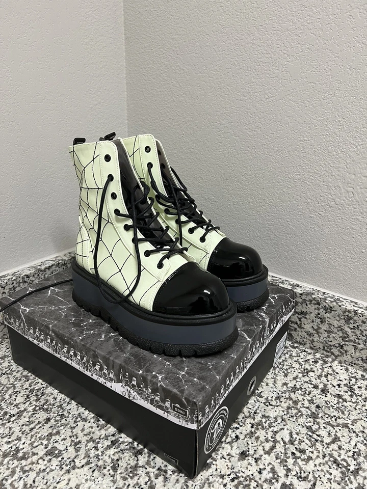 Botines Demonia Slacker 88 Brillan en la Oscuridad 2" Plataforma Mujer Talla 8 Foto 2 de 4