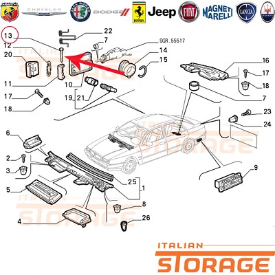 Lancia Kappa 3.0 6V Scharnierbolzen Türlüftung Neu Original 82482398