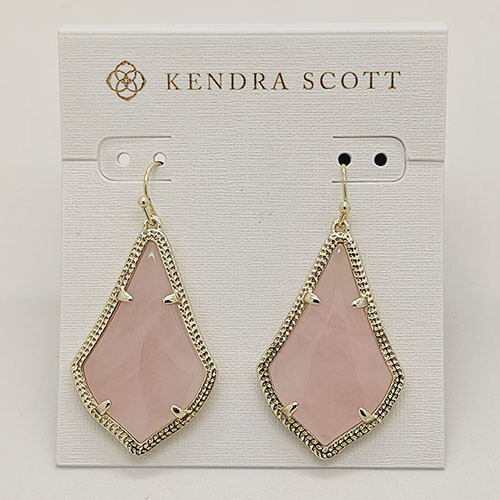 New Kendra Scott Alex Gold Drop Earrings in Pink Quartz