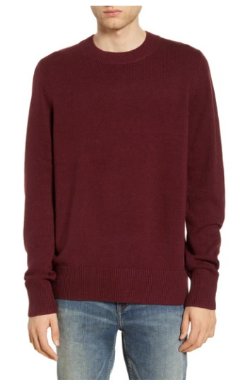 BP,Свитер с круглым вырезом,Бордовый, XL
