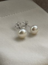 Stud Earrings Genuine Freshwater Pearl 925 Solid Silver 7 mm UK Seller