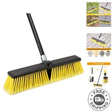 Sturdy 18-Inch Push Broom with 63-Inch Adjustable Handle for All Surfaces