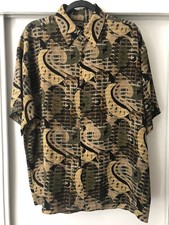 Vtg-Monzini Collection Mens Abstract Short Sleeve Button Down Mens Sz M