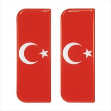 2x 108x39 mm Turkey Turkish Flag Number Plate Gel Domed Stickers Decal Badge