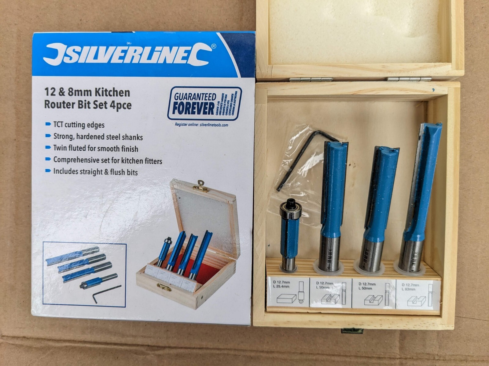 SILVERLINE 4 PCE KITCHEN FITTERS ROUTER BIT SET WITH CARBIDE TIPS | eBay UK