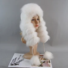 Luxury Natural Fur Hat Women Winter Warm Fluffy Popular Style Tail Cap Fashion