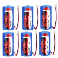 6x CR123A 3.0V 1500mAh Non-rechargeable Li-ion Battery with 2.54 White Plug New
