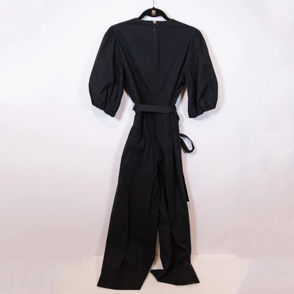 Macacão Rebecca Taylor algodão popeline leve puff meia manga amarrar cintura 2 - Imagem 3 de 4